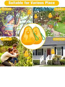 1pc Orange Gourd Shaped Wasp Trap, Creative Plastic Jacket Trap For Garden - Orange - View 7