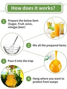 1pc Orange Gourd Shaped Wasp Trap, Creative Plastic Jacket Trap For Garden - Orange - View 3