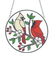 1pc Round Colorful Bird Print Hanging Decoration, PMMA Hanging Decoration For Home Decor,Home Decor ,Room Decor,Wall Decor - Multicolor - View 4