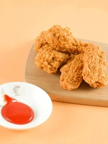 1pc Cute Yellow Artificial Fried Chicken, ABS Faux Food For Home Decor - Yellow - View 4