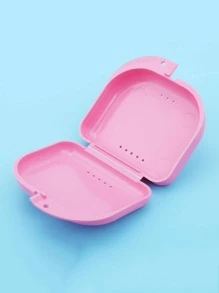 1pc Plastic Dental Brace Storage Box, Minimalist Pink Storage Box For Home, Portable Accessories Storage - Pink - View 5