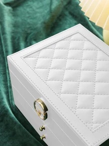 1pc Large Capacity Jewelry Box, Modern Multi-grid Multi-layer Jewelry Storage Box For Home - White - View 8