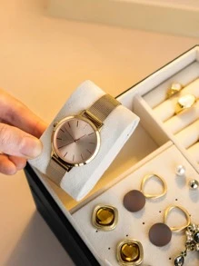 1 Dung Tích Lớn Hộp Đựng Trang Sức Hiện Đại Nhiều Lưới Nhiều Lớp Trang Sức Hộp Bảo Quản Cho Gia Đình - màu đen - Xem 3
