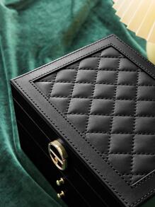 1 Dung Tích Lớn Hộp Đựng Trang Sức Hiện Đại Nhiều Lưới Nhiều Lớp Trang Sức Hộp Bảo Quản Cho Gia Đình - màu đen - Xem 8