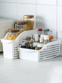 1pc PP Storage Basket, Minimalist White Storage Basket For Home - White - View 3