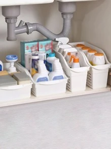 1pc PP Storage Basket, Minimalist White Storage Basket For Home - White - View 1