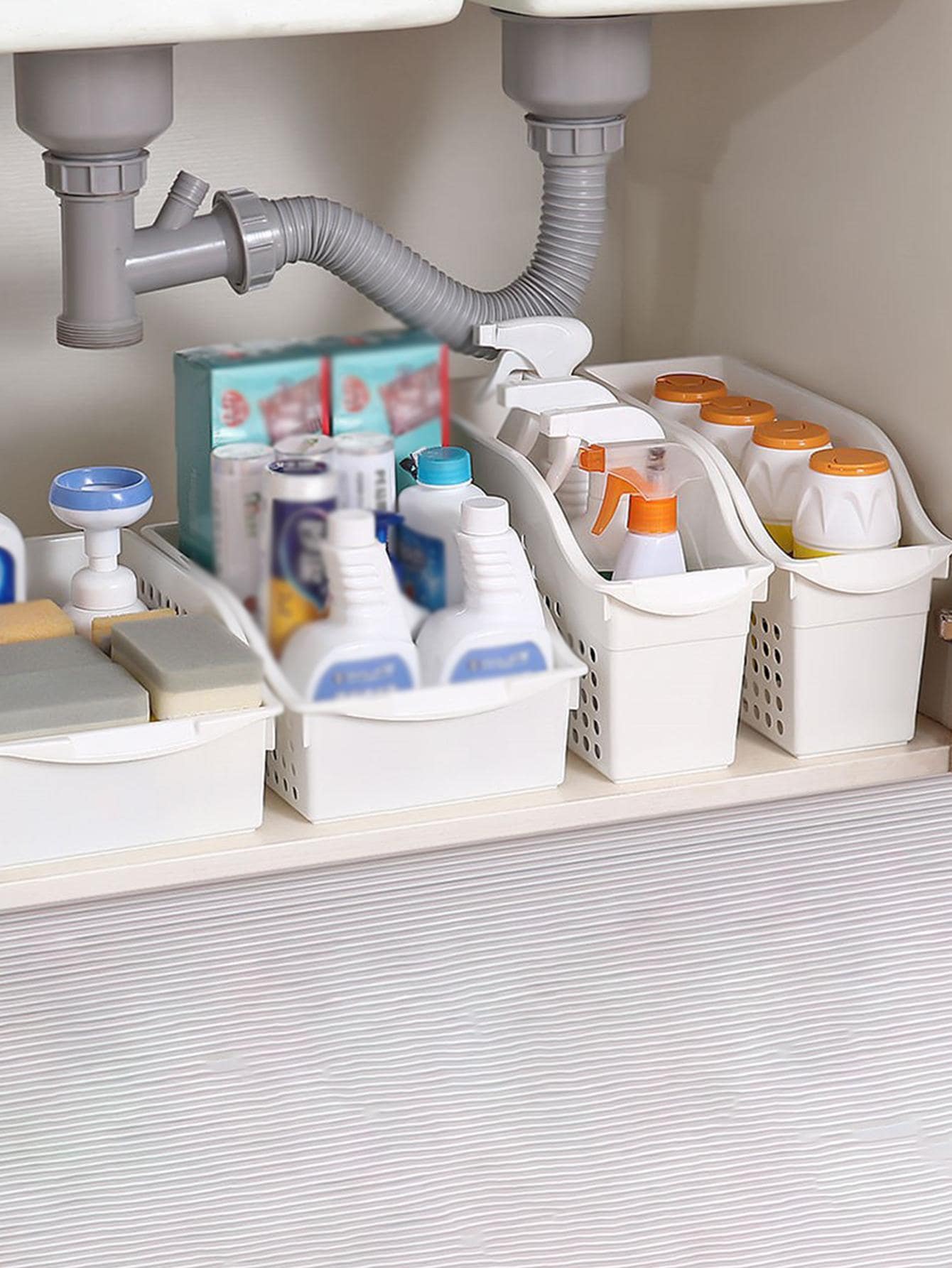 1pc PP Storage Basket, Minimalist White Storage Basket For Home - White - View 1