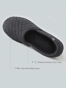Women's Cotton Jersey Slippers Comfy Breathable Memory Foam House Shoes - màu đen - Xem 4