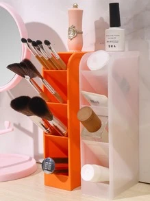 1pc Plain Pen Holder, Simple Clear Multifunction Plastic Pen Holder Rack For Office - White - View 7