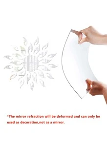 27入組向日葵形鏡子現代塑膠牆鏡瓷磚 - 銀色 - 查看 6