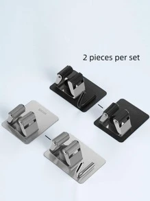 2入組不銹鋼拖把架黑色掛壁式拖把夾 - 黑色 - 查看 7