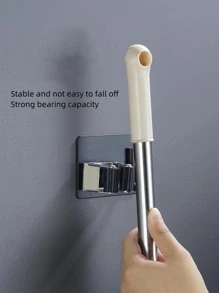 2入組不銹鋼拖把架黑色掛壁式拖把夾 - 黑色 - 查看 3