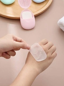 50入組/套便攜式一次性肥皂紙極簡香皂片小號適合居家和旅行 - 粉色 - 查看 5