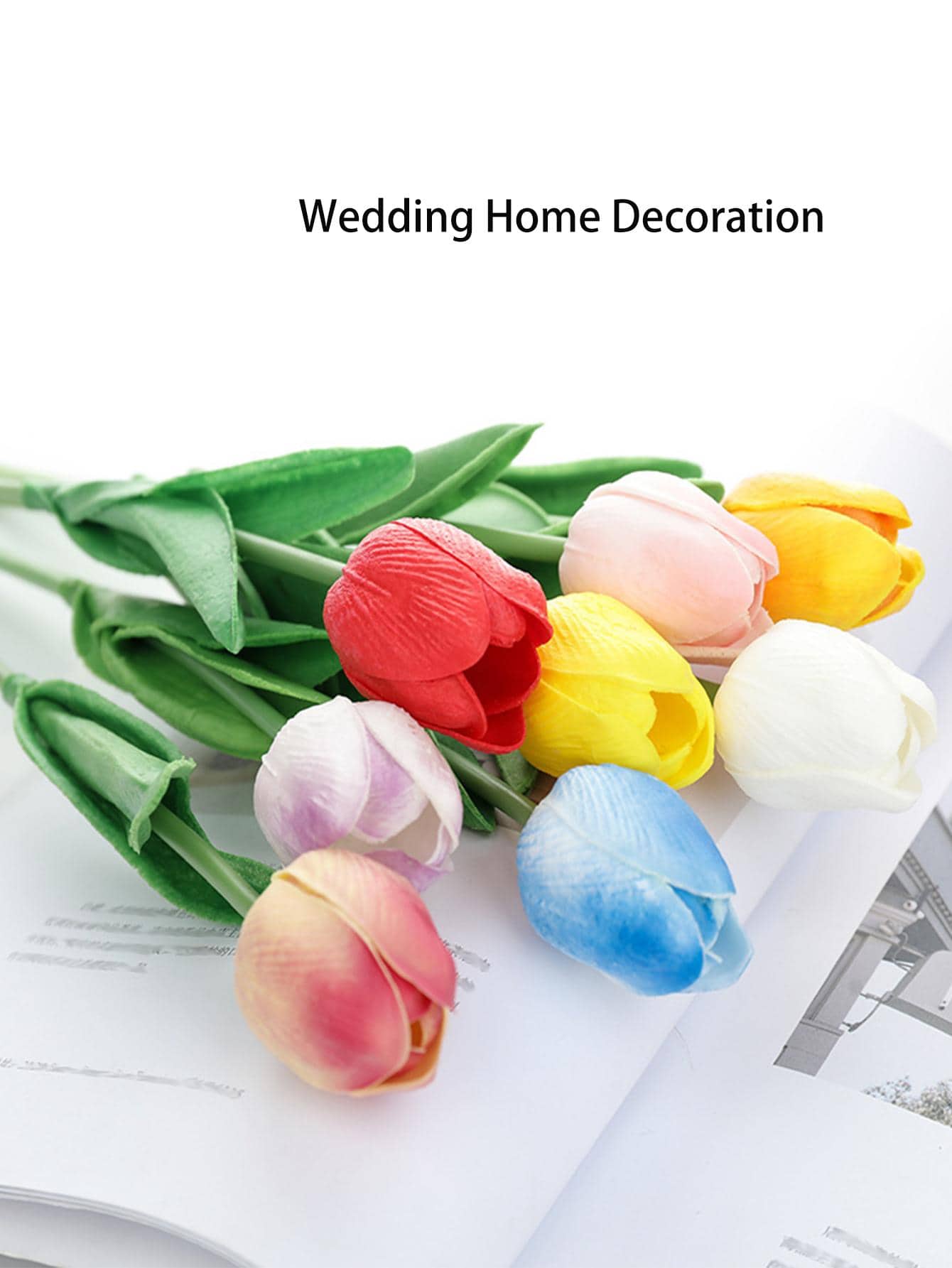 3pcs Artificial Tulip Stem, Blue Fake Tulip Bouquet, For Home Decor - Blue - View 6