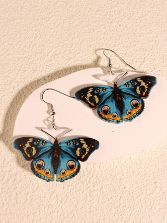1pair Fashionable Butterfly Design Drop Earrings For Women For Daily Decoration
