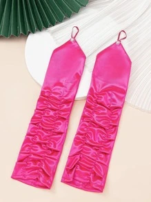 Solid Long Fingerless Gloves - Hot Pink - View 2