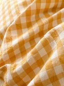 1入組格紋圖案現代織物床上用品被套 - 黃色 - 查看 2