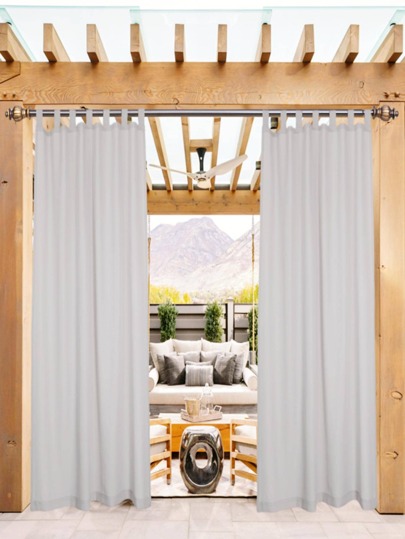 BONZER Polyester Single Panel Curtain, Modern Landscape Pattern Waterproof Single Panel Curtain For Outdoor