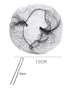 10pcs Women Solid Hollow Out Fashionable Hair Bun Net For Daily Life - Black - View 2