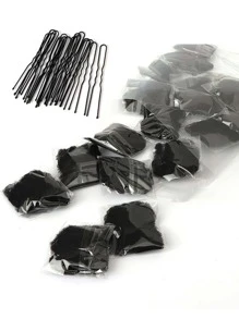10pcs Women Solid Hollow Out Fashionable Hair Bun Net For Daily Life - Black - View 6