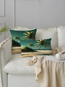 1pc Beach Pattern Printed Pillowcase