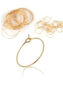 20入組不鏽鋼箍形耳環，大圓圈線圈耳環，適用於DIY耳環珠寶製作配件供應 - 金黃色 - 查看 2