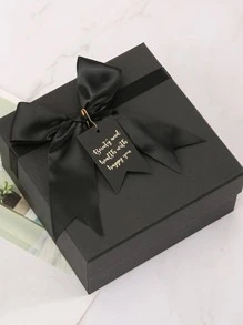 1 Nơ Trang Trí Hộp Quà, Đơn Giản Nơ Đen Họa Tiết Hộp Giấy Gói Cho Tiệc, Ngày Lễ - màu đen - Xem 1