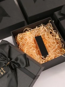 1 Nơ Trang Trí Hộp Quà, Đơn Giản Nơ Đen Họa Tiết Hộp Giấy Gói Cho Tiệc, Ngày Lễ - màu đen - Xem 3