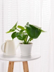 1 pieza Maceta liso color flor simple de plástico para casa adorno con jardín - Blanco - Ver 6