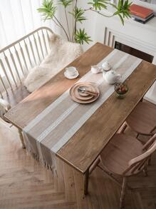 1pc Tassel Decor Table Runner, Modern Fabric Kitchen Table Runner For Home - Multicolor - View 2