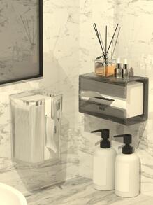 1pc Letter Graphic Clear Wall Mounted Tissue Storage Box - Clear - View 5