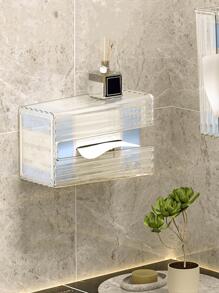 1pc Letter Graphic Clear Wall Mounted Tissue Storage Box - Clear - View 3