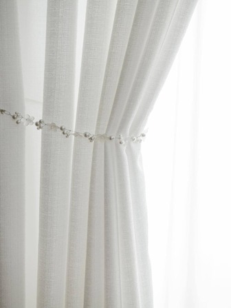 1pc Plain Color Sheer Curtain, Modern Polyester Light Filtering Sheer Curtain For Home Decor
