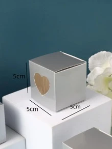 10 piezas Caja de regalo con patrón de corazón regalo envase moderno de bambú para fiesta - Gris - Ver 2