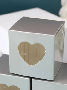 10 piezas Caja de regalo con patrón de corazón regalo envase moderno de bambú para fiesta - Gris - Ver 4