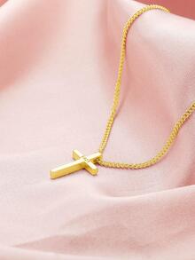 1入組時尚交叉銀吊墜項鍊適合女士日常裝飾 - 金色 - 查看 6