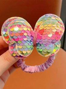 1入組女士亮片蝴蝶裝飾時尚大腸髮圈適用於頭髮裝飾用品 - 彩色 - 查看 1