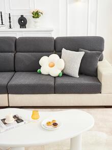 1pc Solid Color Cushion Cover, Minimalist Plain Sofa Cushion Cover For Home - Dark Grey - View 6