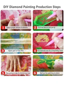 1套PMMA DIY無框鑽石畫卡通海豚和心形圖案DIY鑽石無框畫適合家居裝飾禮品 - 彩色 - 查看 4