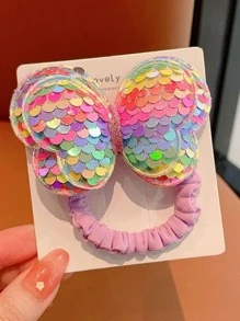 1入組女士亮片蝴蝶裝飾時尚大腸髮圈適用於頭髮裝飾用品 - 彩色 - 查看 2