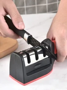 1 pieza Afilador de cuchillos multifuncional negro/rojo para el hogar, piedra de afilar para ajuste rápido del ángulo con afilado automático para tijeras y cuchillos, se incluye en empaque aleatorio de caja o bolsa - Multicolor - Ver 1