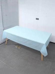 1 pieza Mantel de mesa desechable de unicolor, mantel de plástico polietileno color azul bebé, para fiestas, Navidad