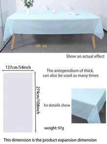 1 pieza Mantel de mesa desechable de unicolor, mantel de plástico polietileno color azul bebé, para fiestas, Navidad