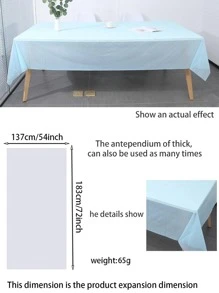 1 pieza Mantel de mesa desechable de unicolor, mantel de plástico polietileno color azul bebé, para fiestas, Navidad