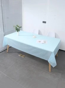 1 pieza Mantel de mesa desechable de unicolor, mantel de plástico polietileno color azul bebé, para fiestas, Navidad