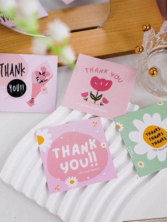 50pcs Paper Greeting Card, Modern Flower & Letter Graphic Greeting Card For Home Back To School Valentine Day