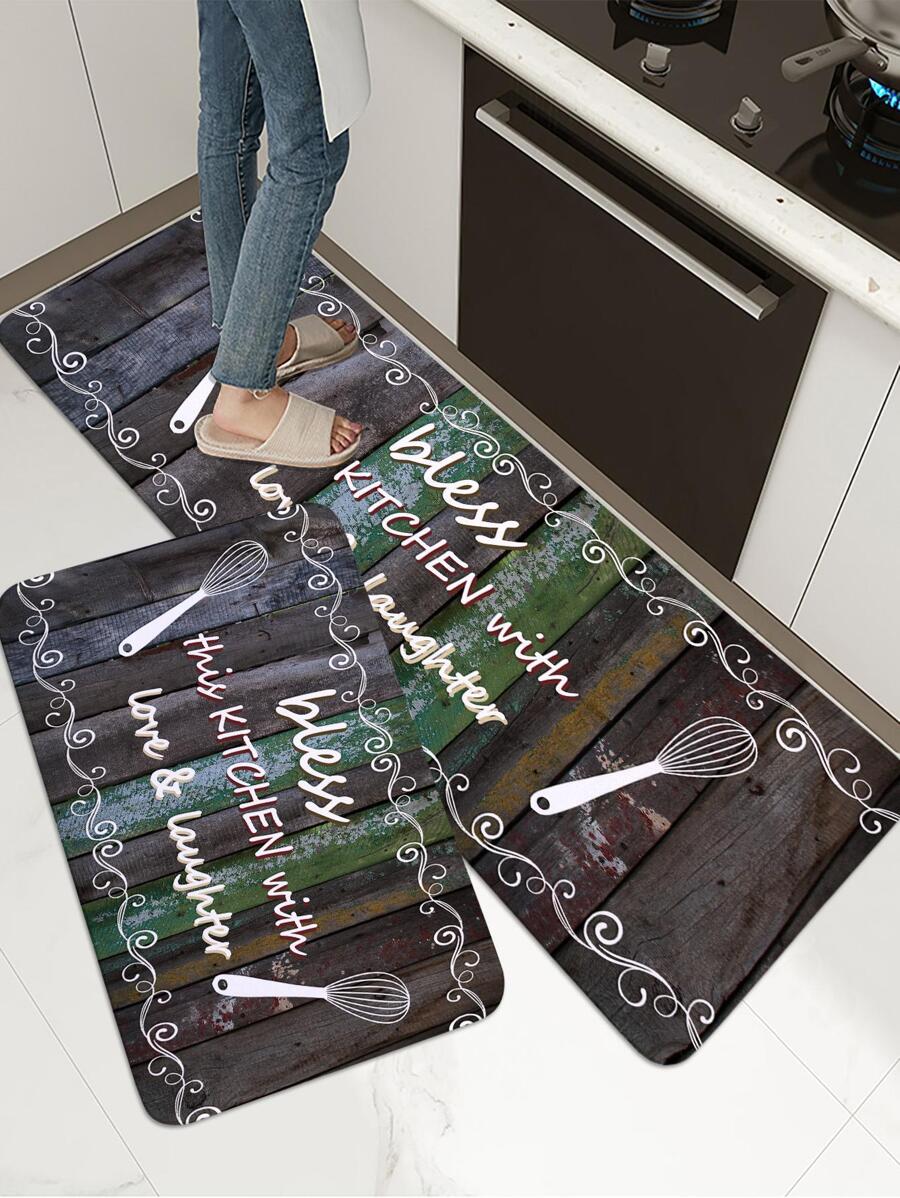 1 Đồ Ăn Và Chữ Thảm Nhà Bếp, Hiện Đại Polyester Sàn Cho Nhà Bếp - Nhiều màu - Xem 1