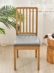 1pc Waterproof, Oil-Proof & Scratch Resistant PU Leather Chair Seat Cover For Home & Bedroom - Light Grey - View 3