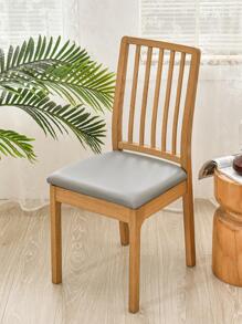 1pc Waterproof, Oil-Proof & Scratch Resistant PU Leather Chair Seat Cover For Home & Bedroom - Light Grey - View 6