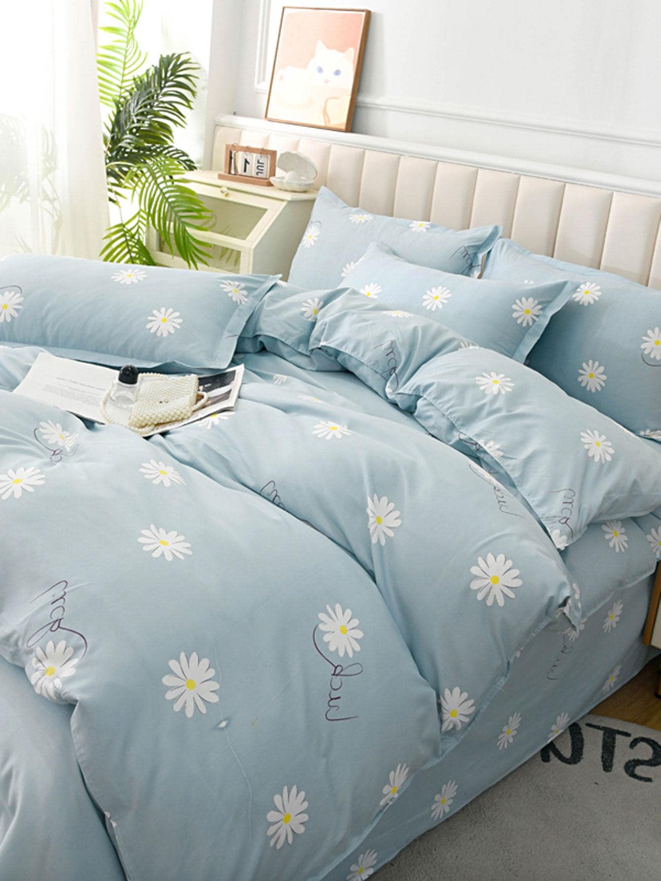 雛菊印花被套無填充物現代滌綸被套家用 - 彩色 - 查看 1